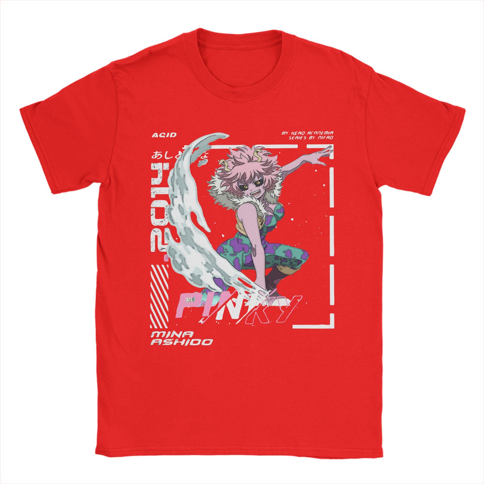 

Pinky Mina Ashido T Shirt 100% Cotton T-Shirts Round Collar My Hero Academia Aesthetic Design Tee Shirt Short Sleeve Clothes 6XL S