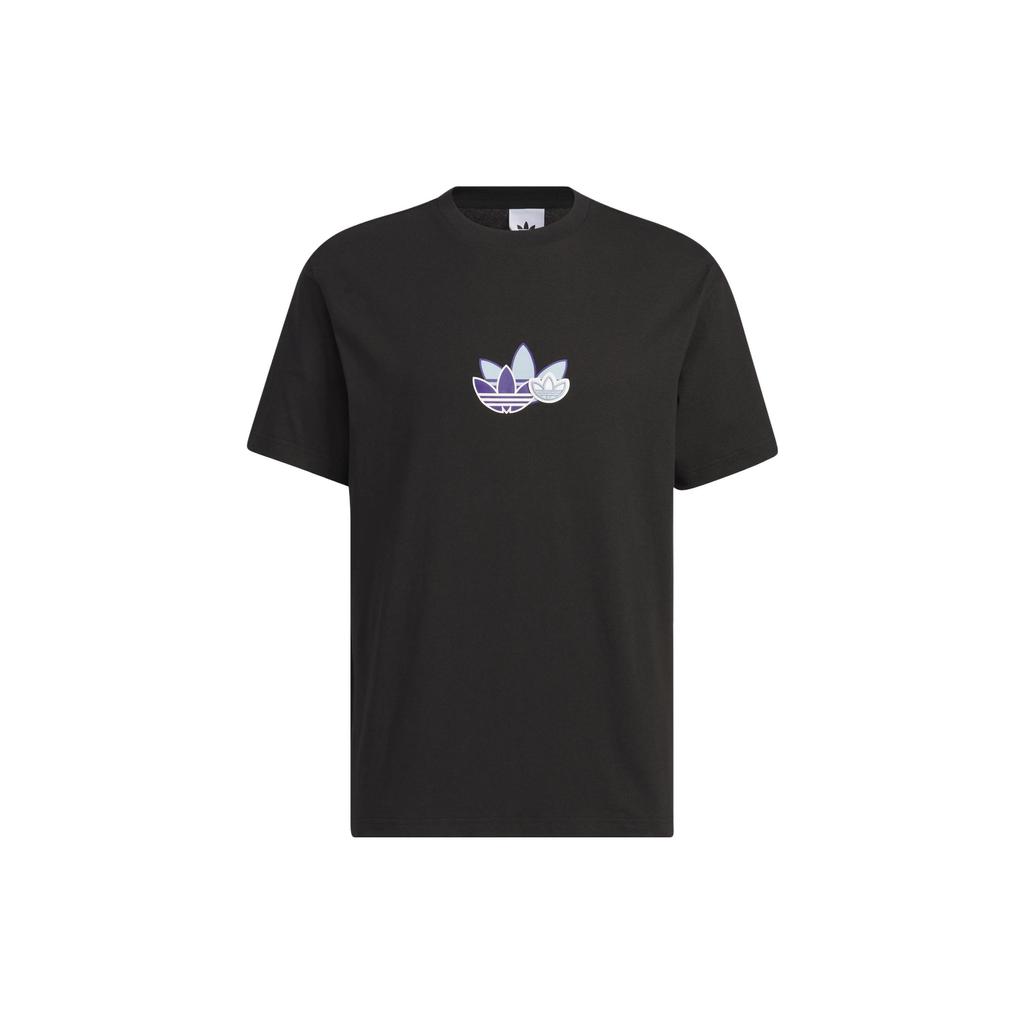 Adidas Originals Trefoil Graphic Tee With Logo Print, Relaxed Fit, Retro American Style Short Sleeve Men Tops Black IN1042