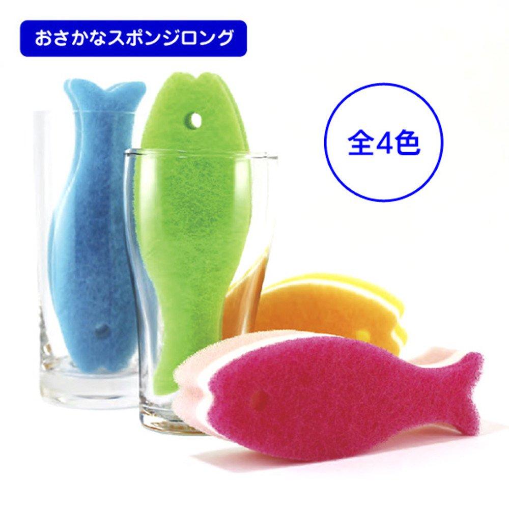 Marna Fish-Shaped Long Sponge for Glasses & Bottles - 3-Layer Design for Easy Cleaning K479B