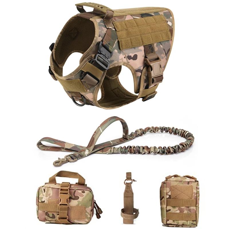 Tactisch Militaire Vest Huisdier Duitse Herder Golden Retriever Tactisch Trainingsharnas en Lijn Set Voor Alle Rassen Honden (as the picture,L)