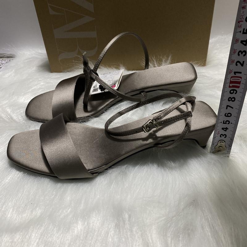 Fashion Fashion Satin Square toe Low Heeled Women Gladiator Sandals Ins Style Sexy Ankle Strap Summer Party Dress Shoes Sandalias Mujer