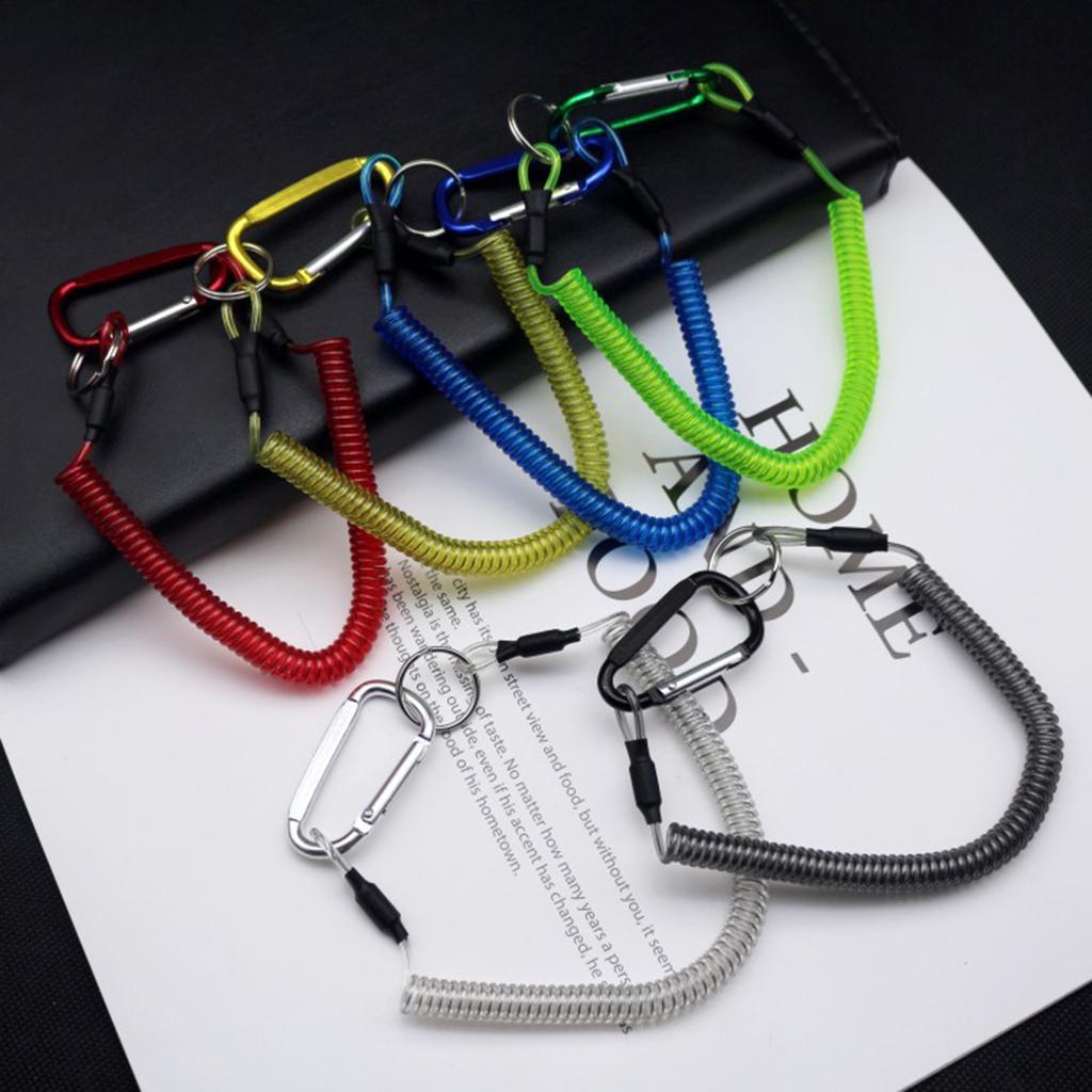 Fishing Tackle Coiled Tether Spring Fishing Lanyard 35cm Retractable Safety Lanyard with Metal Clip for Plier Heavy Duty