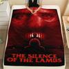 1PC Silence of the Lambs Print Flannel Blanket, High Quality Comfortable for All Seasons, Home Decor, Warmth and Comfort, Perfect for Christmas Gifts