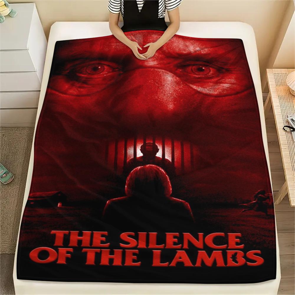 1PC Silence of the Lambs Print Flannel Blanket, High Quality Comfortable for All Seasons, Home Decor, Warmth and Comfort, Perfect for Christmas Gifts