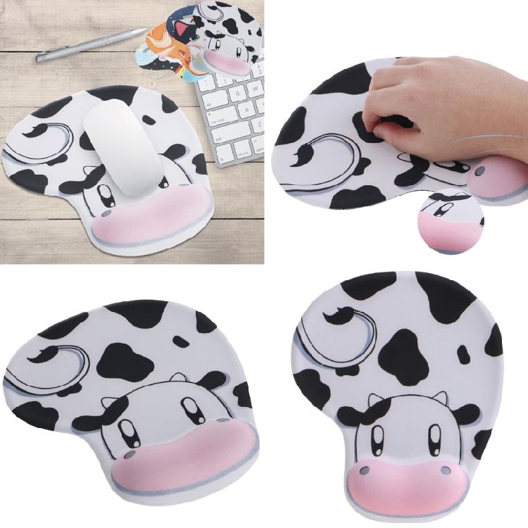 Cow Print Mouse Pad With Ergonomic Gel Wrist Pad, Smooth Surfacing For Precise Control Rubber Backing Mousepad