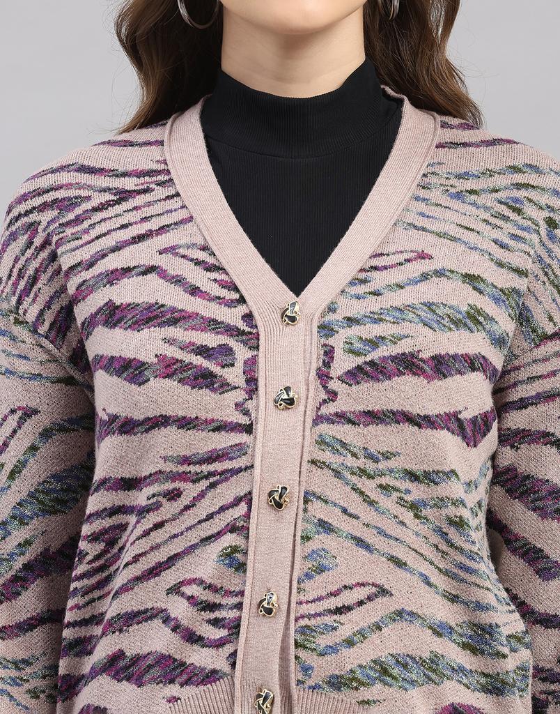 MONTE CARLO Damen V-Ausschnitt Langarm Strickjacke