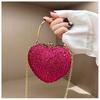 Luxury Diamond Heart Shape Clutch Evening Bag Shiny Crystal Handbag Wedding Dress Party Top-Handle Shoulder Bag Rhinestone