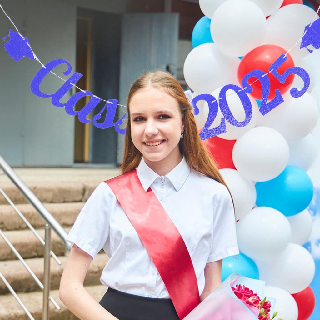 1Set Graduation Party Hanging Banner 2025 Grad Photo Prop Backdrop Decoration Bright Festive Banner for Garden Door Courtyard