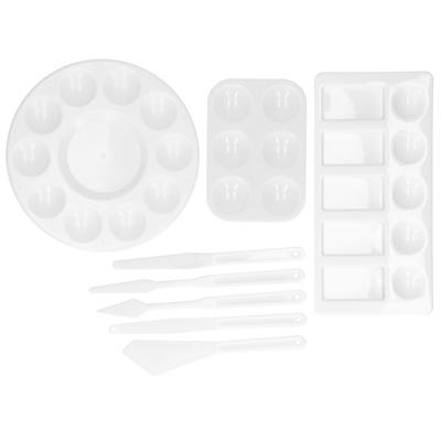 Set di 8 Raschietti Pittura in Plastica con Tavolozza Pulizia Facile Riutilizzabile per Disegno Kit Acquerello