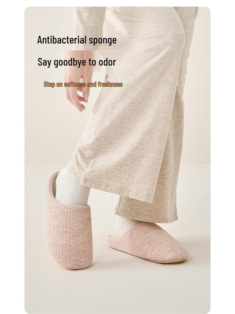 Lida Ni Women's Japanese Silent Non-slip Indoor Slippers for Postpartum, Wooden Floors, Soft Cotton Sole, Autumn/Winter.