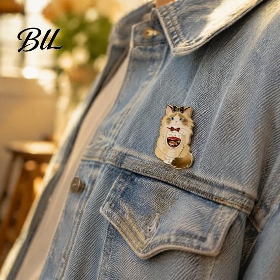 Cat Lover Brooch Cartoon Red Wine Brooch, Enamel Kitten Lapel Backpacks Pin Pin, Jackets Clothes Decorative Accessory for Women Men