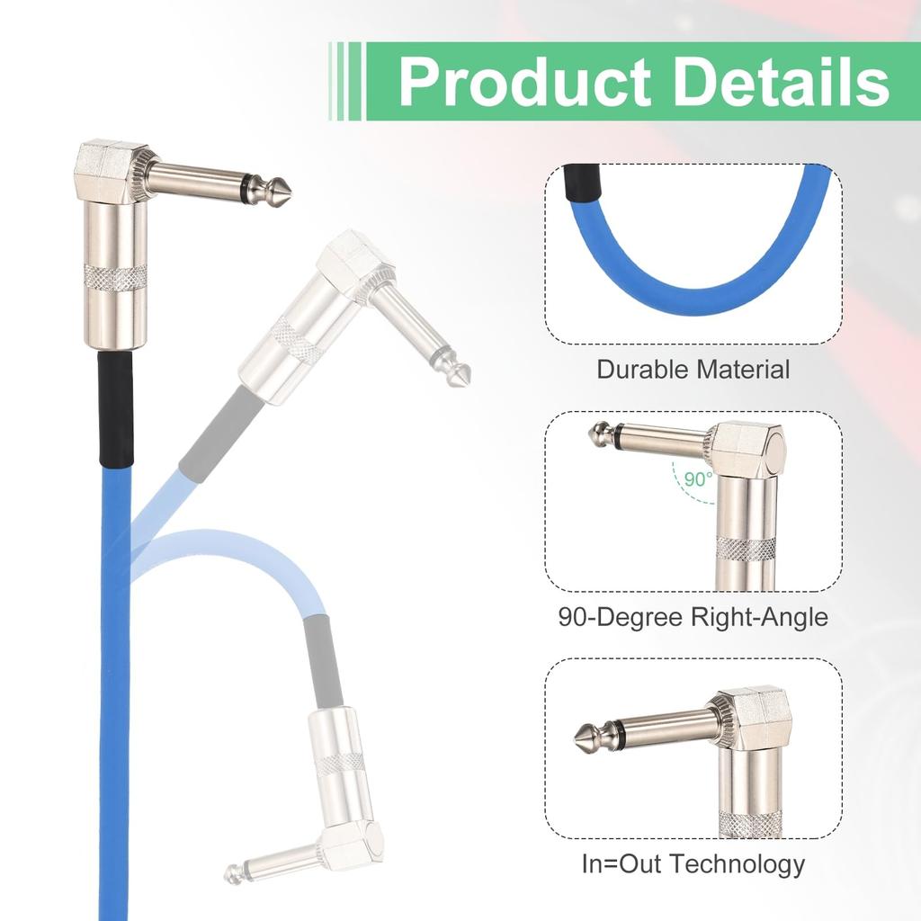 Uxcell 1pc Guitar Patch Cable 22 Inch Pedalboard Cord Inch Metal Double Elbow TS Right Angle Guitar Patch Effect Cable Cord for Instruments Effects