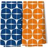 Trendy Retro Orange and Blue Pattern Kitchen Towels Set of 2, Mid Century Modern Scandinavian Aesthetic Hand Towels for Bathroom,16x24 Inch