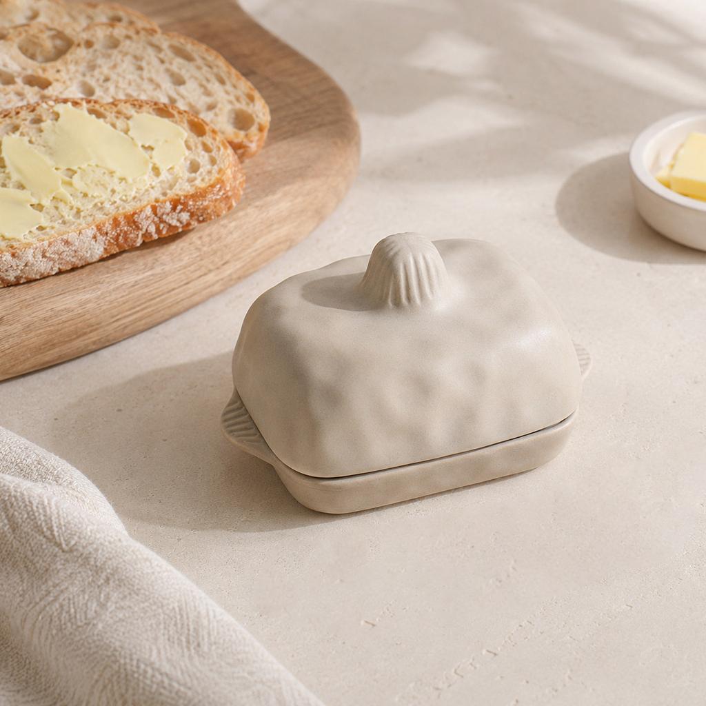 Dish with Lid, Ceramic Rectangular for Kitchen Counter Storage
