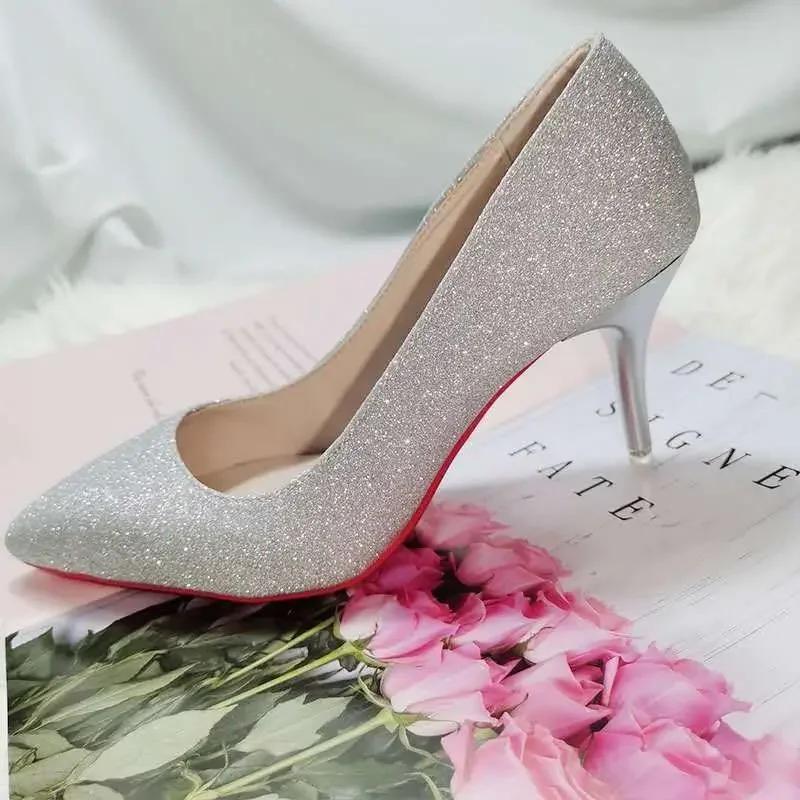 2024 Fashion High Heels 35-45 Plus Size Women Shoes 12cm Thin Stiletto Banquet Wedding Shoes Sexy Pointed Toe Ladies Party Shoes