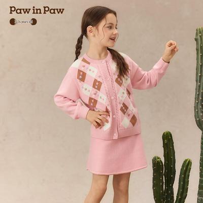 PawinPaw Girls' Cartoon Bear Knit Skirt Set