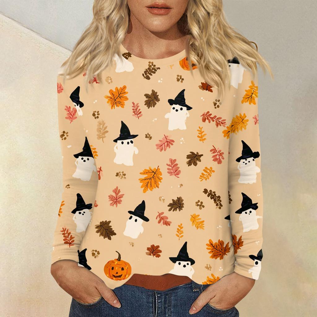 Women's Daily Casual Long-sleeved Printed O-neck Top
