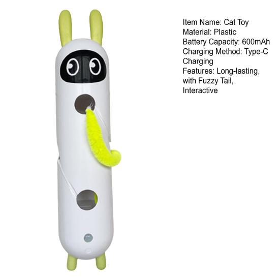 Smart Bevegelse Katteleke Interaktiv Katteertingsenhet med Sensor Og Sugekopp Automatisk Katteleke med Lodden Hale for Innekatter Jakt Hopping