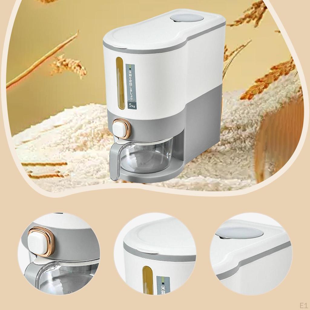 Rice Storage Bin Cereal Container Airtight Lid Food Bucket for Kitchen Countertop