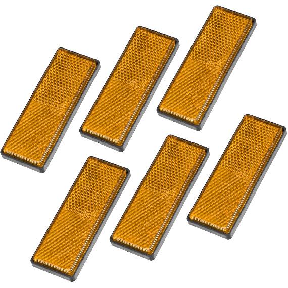 6 Pcs Rectangular Stick-on Safety Spoke Reflective Self Adhesive Reflector for Gate Posts Cars Trailer Motorcycle Trucks Boat Bicycle Bike Orange