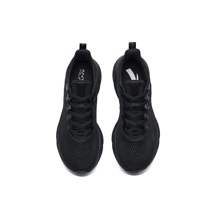 New Anta Running Collection Cushioning, Abrasion Resistant, Breathable, Lightweight Low Top Running Shoes Men's All Black 112235571-4