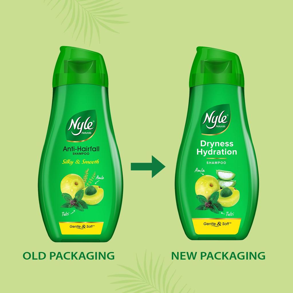 Nyle Naturals Trockenheit Feuchtigkeitsshampoo Für Geschmeidiges Kämmbares Haar Mit Aloe Vera Tulsi Amla Sanft pH-Neutral Parabenfrei 180ml