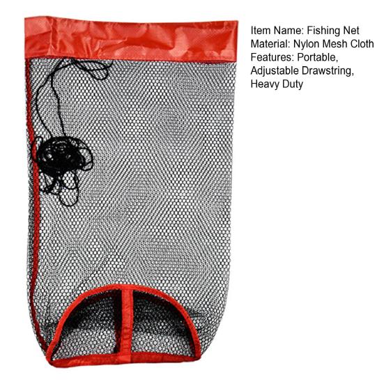 1Pc/1 Set Portable Drawstring Fishing Net Heavy Duty Fish Locating Catching Guard Net Fishing Protection Collection Mesh Bag Storage Netting Basket