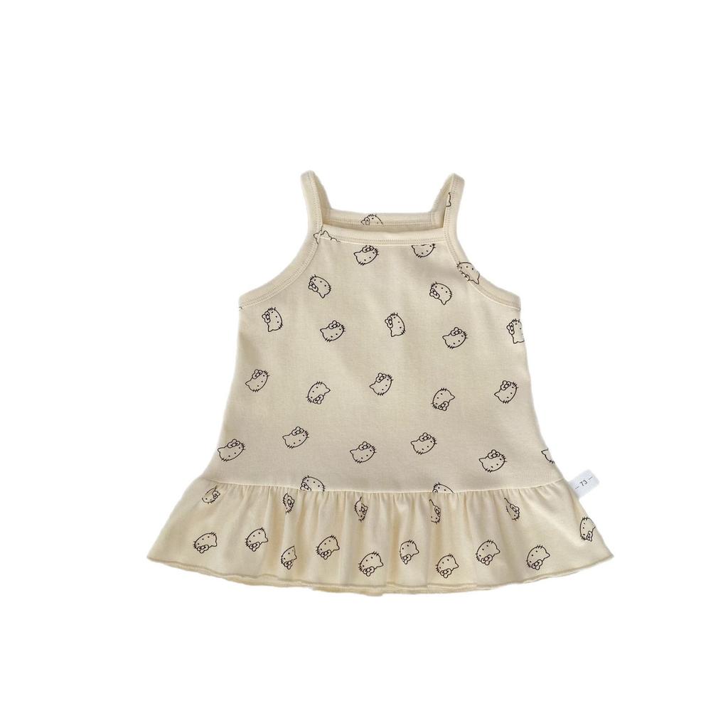 Cute Summer Cartoon Dress for Girls Ruffled Strap Toddler Dress