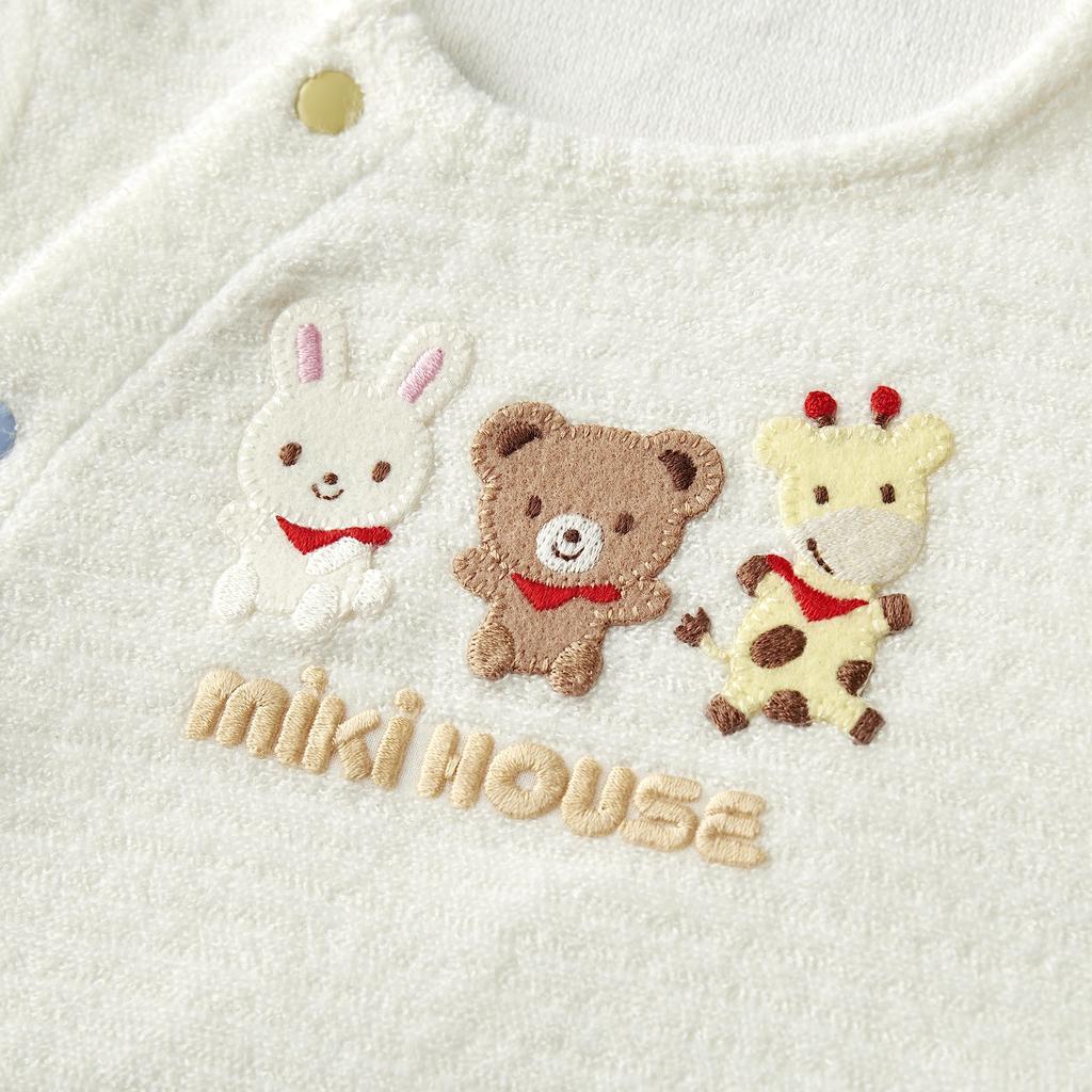 coverall animal made in for boys and birth baby white [Miki House] Two-way all-in-one romper, plain, design, non-twisted yarn, Japan, girls, newborns,