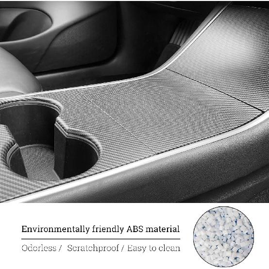 BMZX for Tesla Model 3 for Model Y Center Console Wrap ABS Carbon Fiber Pattern Console Cover Interior Decoration Wrap Kit - for Tesla Model 3 for