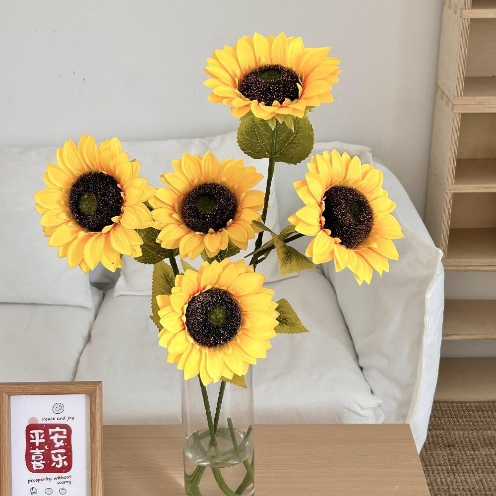Silk Artificial Sunflower Long Stem Decorative Sunflower Fake Flowers Bouquet Table Centerpiece