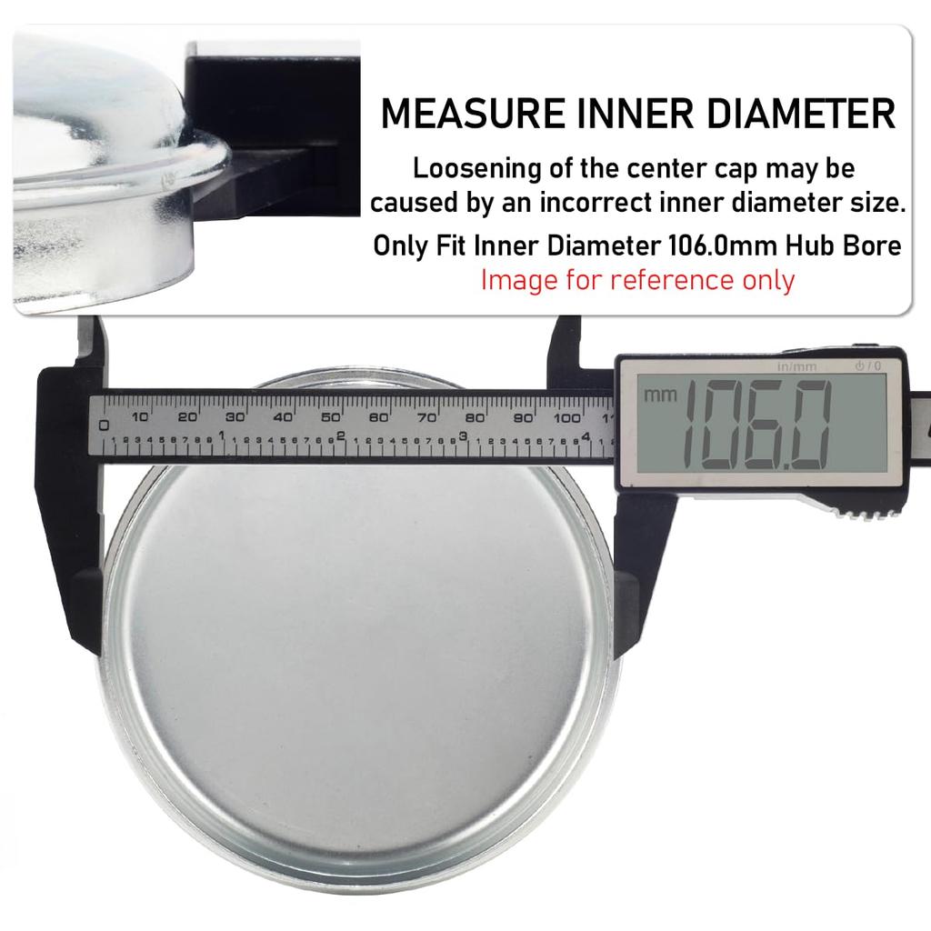 Rhinotuning Krytky středů kol pro Buggy a Přívěs Prachovky, 113,3 mm a 106 mm, 4dílné Chromově Stříbrné Krytky středů kol