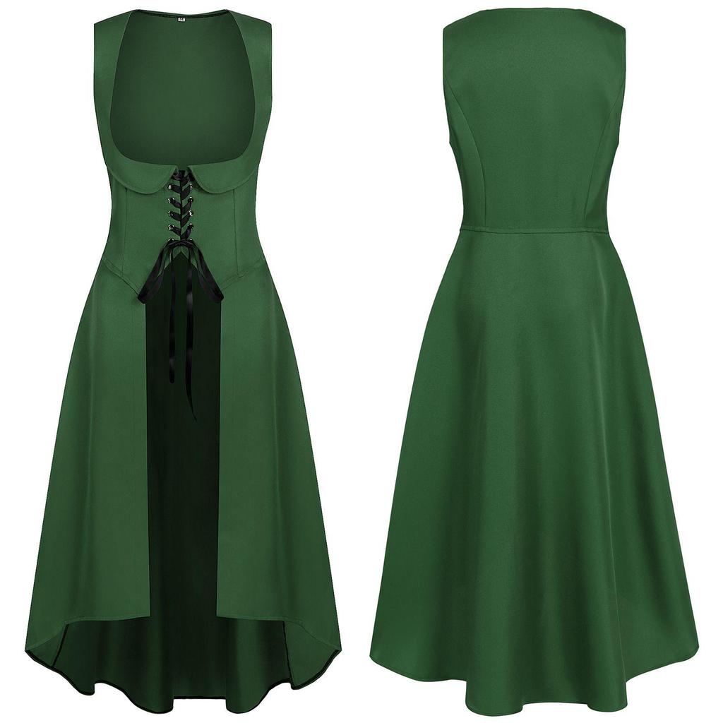 Abito Medievale Retro da Donna a Metà Lunghezza 2025 per Cosplay e Spettacolo, Collezione Primavera/Autunno