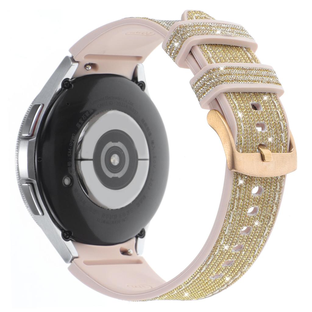Glitter Band for Samsung Galaxy Watch7/Watch6/Watch6 Classic/Watch5/Watch5 Pro/Watch4/Watch4 Classic Leather Coated Silicone Strap
