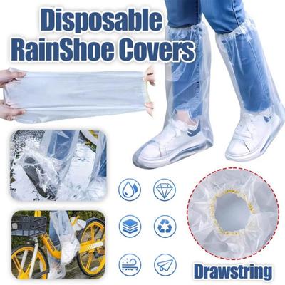 10Pcs Waterproof Rain Shoes Cover Thickened Non-slip Disposable Shoe Cover Wear-resistant with Rubber Band Long Boot Covers
