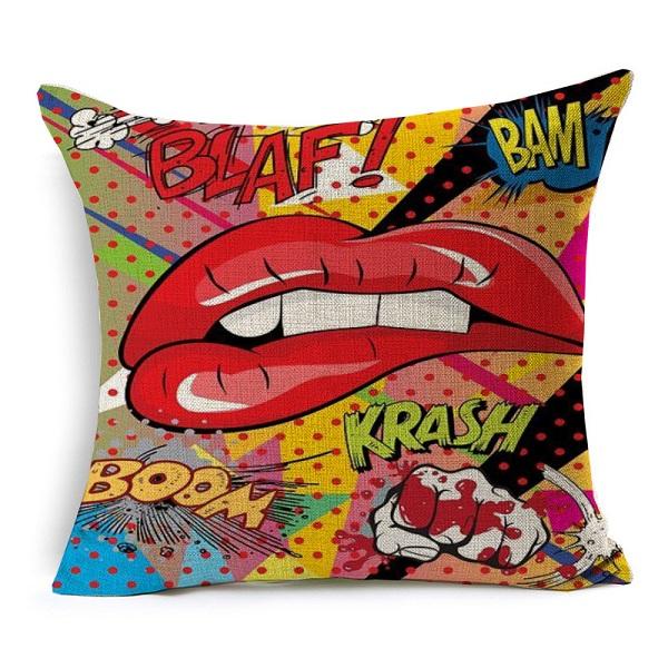 Cotton Linen Throw Pillow Cover American Pop Art Cushion Cover Pow Bang Wow Love Pineapple Modern Decorative Sofa Cushion Covers