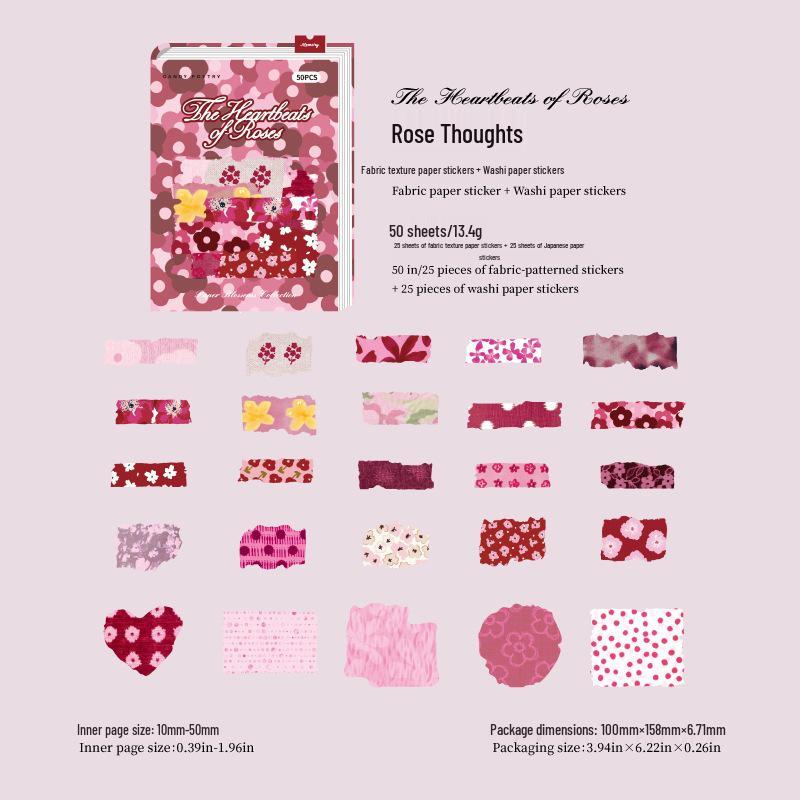 Retro Floral Paper Sticker Pack: Hand-Torn Journal Backgrounds for DIY Collage and Decoration