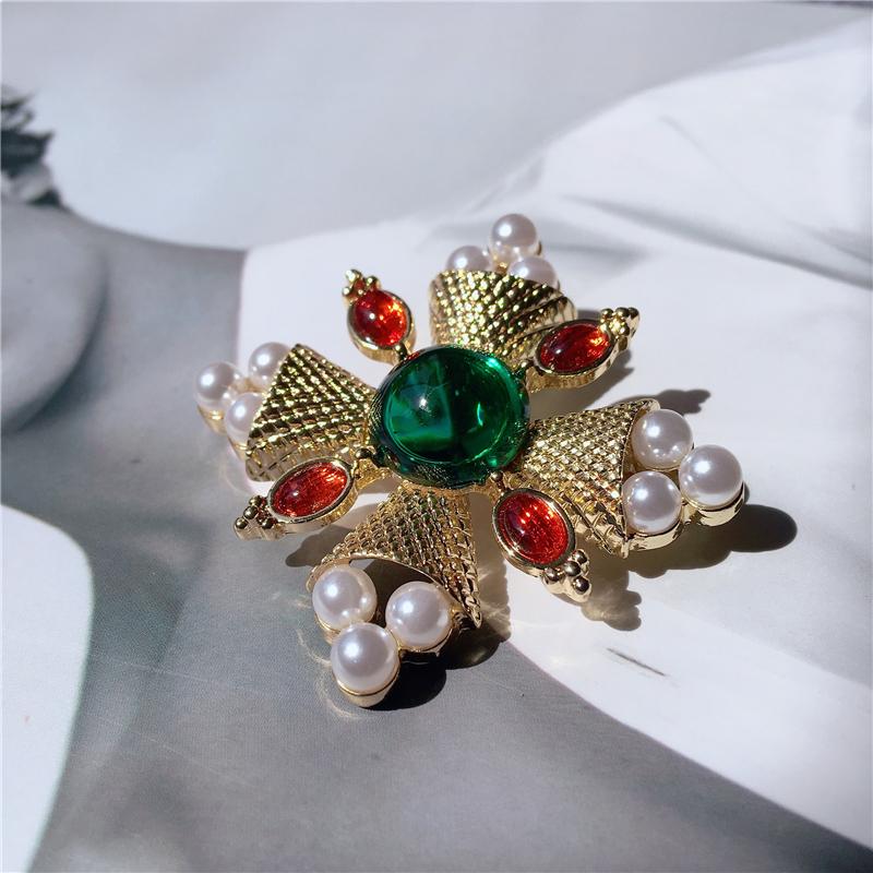 Creative Retro Baroque Style Gemstone Brooch Luxury Palace Party For Women Clothing Accessories Brooches Holiday Gifts