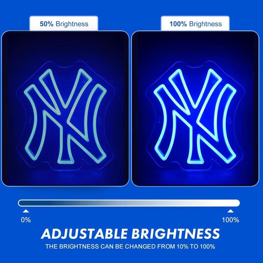 Neon Sign for New York Yankees,Dimmable Sports Team NY Neon Light for Party, Bar, Man Cave,Game Room Decor Man Birthday Gift