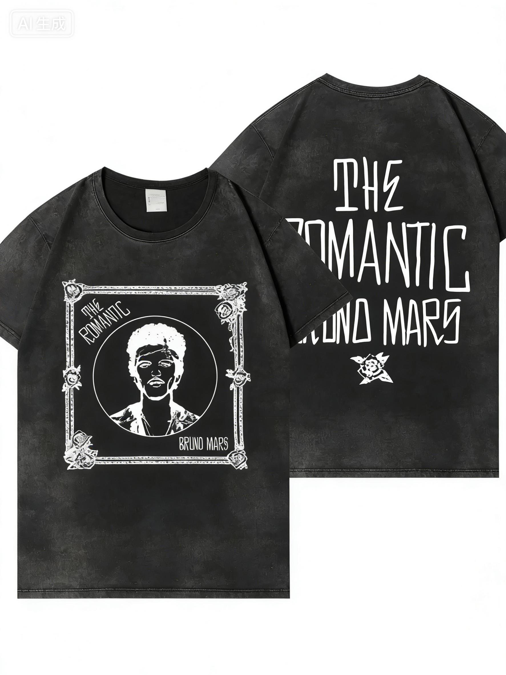 Весна-Лето 2026 Коллекция Романтического Тура Бруно Марса Хлопок Ретро Мода Однотонная Короткий Рукав M