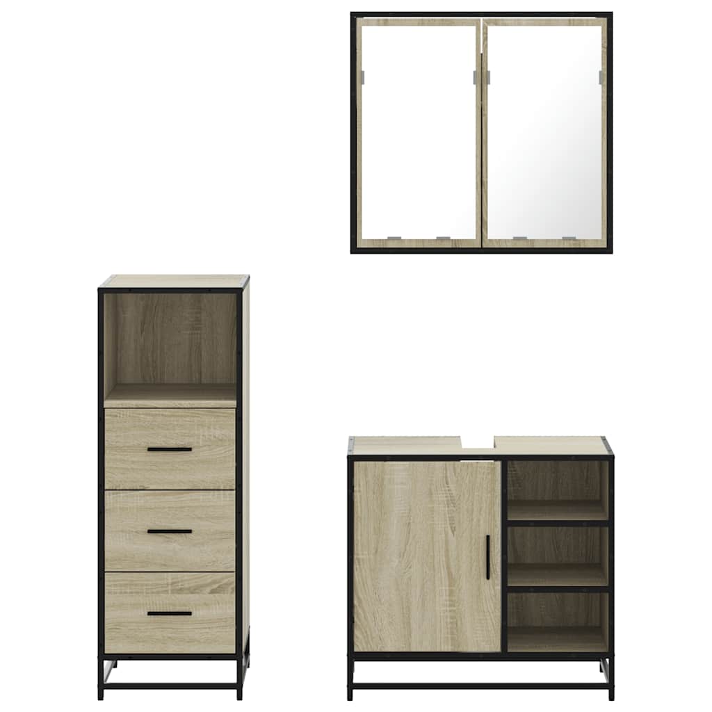 3 Piece Bathroom Furniture Set in Sonoma Oak Particleboard