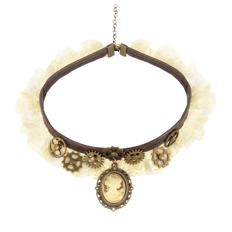 Gothic Lace Choker Necklace Steampunk Pendant Collar Necklace Women s Costume Party Trendy Thick Choker Necklace 1