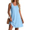 2026 Sommer Strand Locker V-Ausschnitt Ärmellos Baumwolle Leinen Kleid für Damen