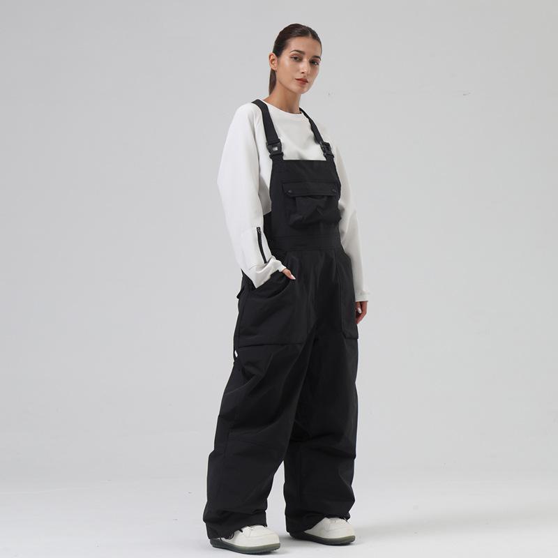 Outdoor Ski Bibs for Women and Men Breathable Loose Fit Skiing Snow Bibs Pants Waterproof Snowboarding Pants Unisex Insulated Warm Snowboard Overalls