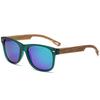 Retro Wood Grain Spring Leg Sunglasses for Men Square Mirror Lens UV Protctive Sun Glasses Outdoor Driving Goggle Shades Eyewear