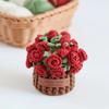 Crochet Flower Coasters Handmade Vintage Bouquet Knitted Rose Flower Decorative Coasters Anti-scald Table Mats Without Flower Pot