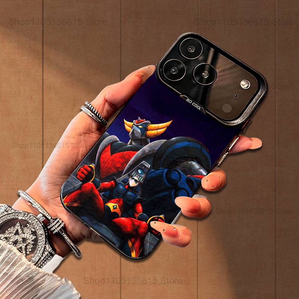 R-Robot G-Goldorak Anime UFO Phone Case For iPhone 16,15,14,17,13,12,11,Mini,Pro,SE,XS,MAX,Black Matte Silicone Cover