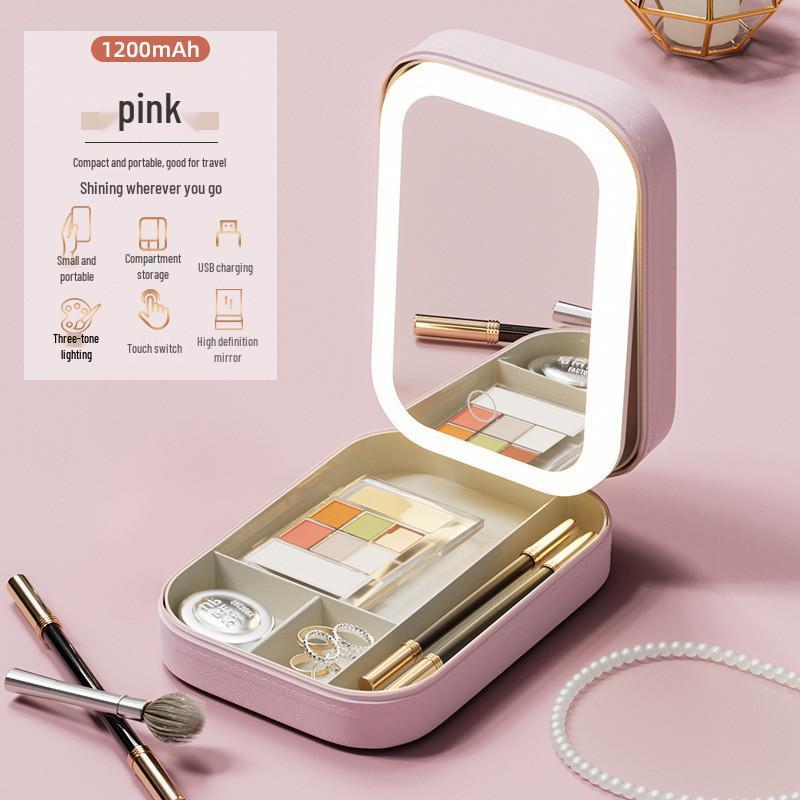 LED Lighted Makeup Mirror: Compact Desktop Vanity with Fill Light for Stylish Dorms