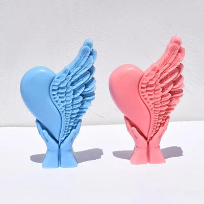 18cm Hand Held Love Wings Candle Silicone Mold Hand Held Angel Wings Epoxy Resin Mould Heart Angel Gypsum Molds Christmas Gift