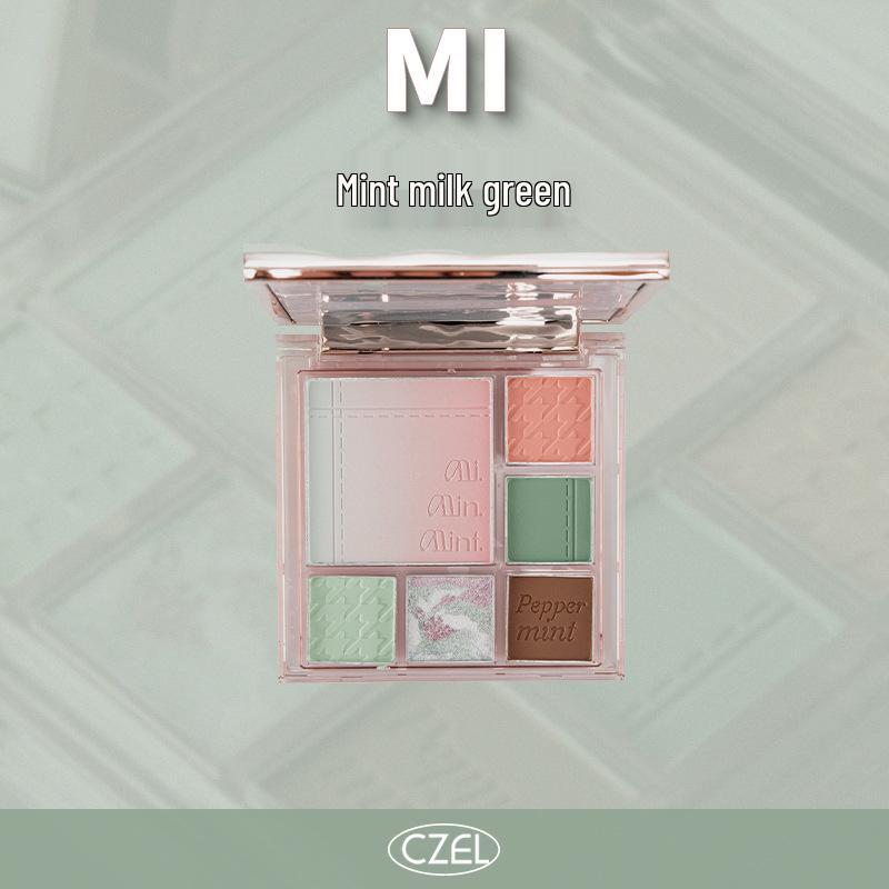 

Палетка теней и румян CZEL в земляных тонах: Серо-розовый градиент, матовый, легкий макияж все в одном